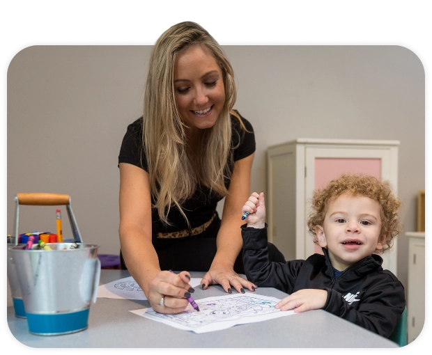 Woman painiting with kid at Talcot Center