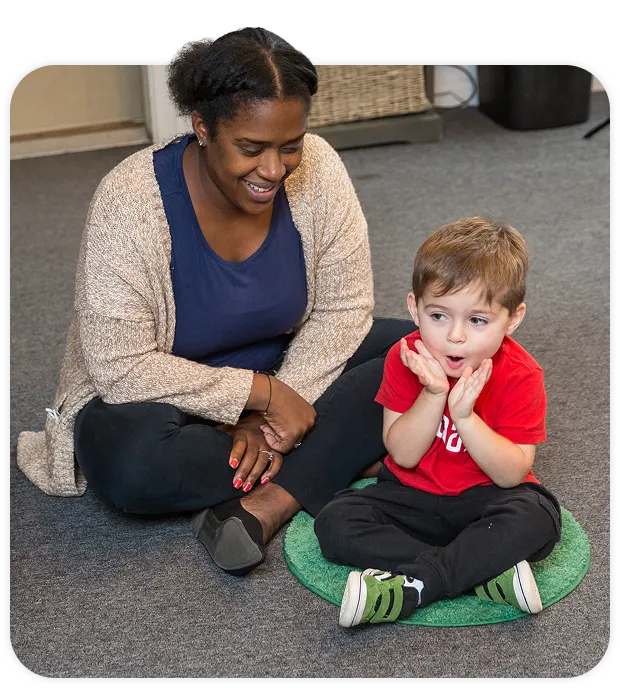 Woman with child at Talcott Center